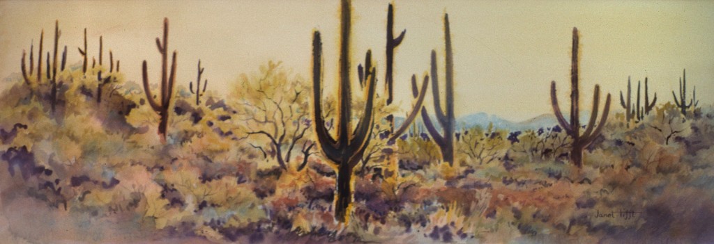 Depicting Desert Landscape Backlight Tucson AZ Watercolor Fine Arts